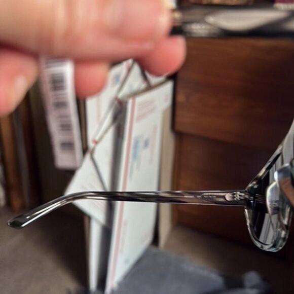 Balenciaga 60MM Rectangle Sunglasses zebra with blue lenses main image 5